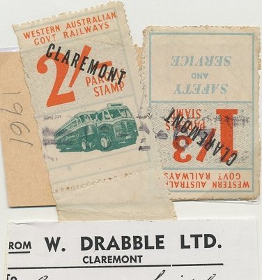 Western Australia Railway Parcels Stamps Claremont